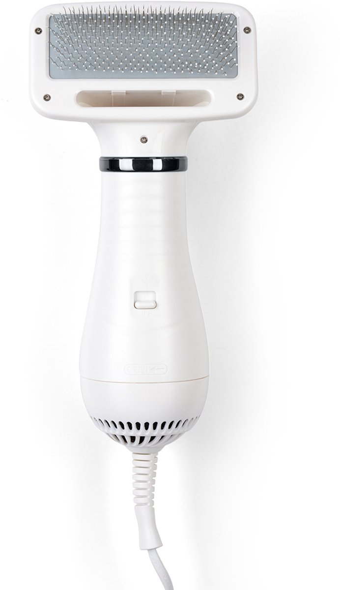Hondenborstel met föhn - Droogborstel voor dieren 300w wit - 2 temperatuurinstellingen - Geïntegreerd filter - Livoo