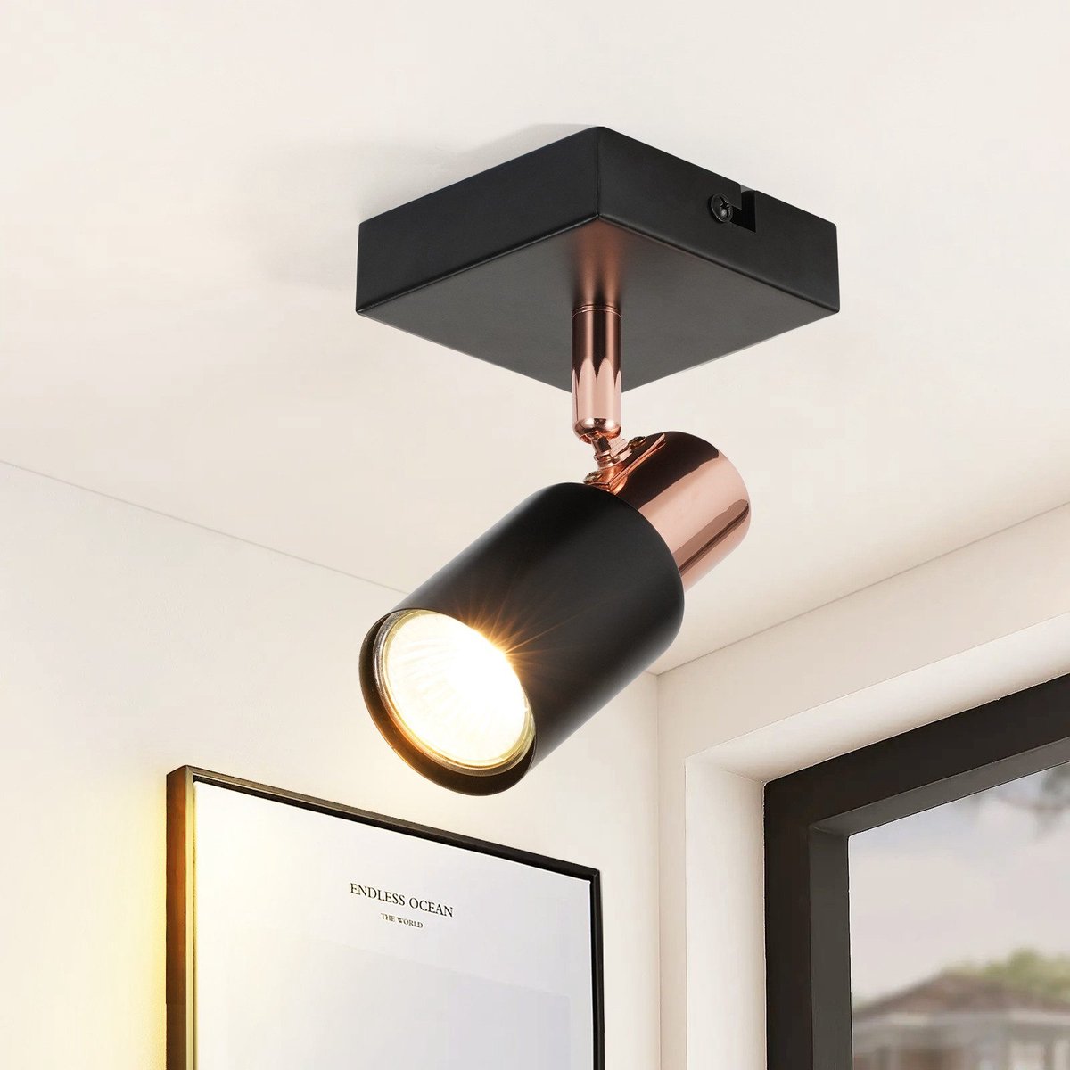 NETTLIFE Opbouwspot - GU10 Fitting - roségoud - vierkant - L 6cm - Moderne Plafondlamp - Metaal - 355° kantelbaar - Plafondspot - voor Woonkamer | Slaafkamer | Gang - Zonder Lichtborn- 1-Lichts