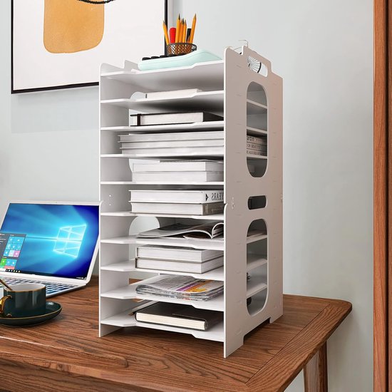IOUGDSEC Porte-Documents Pliable A4 - 5 Compartiments - Organiseur De Bureau Vertical - Métal - Rose - 37,5x26x30 Cm