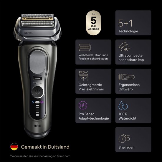 Braun Series 9 PRO+ Elektrisch Scheerapparaat - Pro SensoAdapt - SmartCare Center - 9675CC - Grafiet