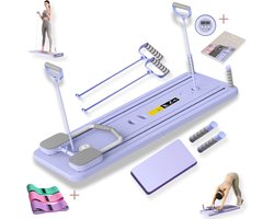 Hedge® Pilates Board - 8 in 1 Pilates Board - Pilates Reformer - Buikspiertrainer - Opvouwbare Pilates Set - Home Workout - Multi-functioneel Fitness Board - Hyrox - Incl. NL Handleiding en Weerstandsbanden - Paars