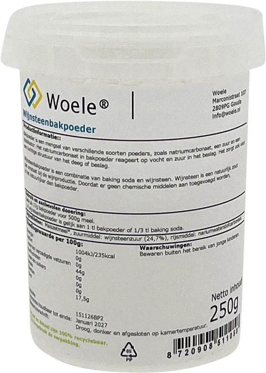 Woele Wijnsteenbakpoeder 250g
