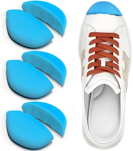 Daity 3 paar - Teenpluggen, geschikt voor losse schoenen, teenkussentjes voor oversized schoenen, om te voorkomen dat de hielen afglijden, geschikt voor mannen en vrouwen (blauw, M)