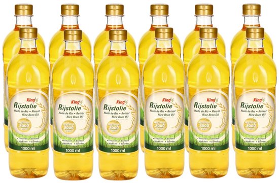 King | 12 x 1000 ml Rijstolie | 12 liter| Rice Bran Oil | frituren, braden, wokken, dressing | multipack