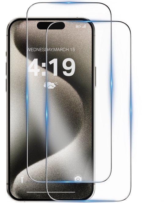 Geschikt voor iPhone 15 Pro Screenprotector Tempered Gehard beschermglas - 2 stuks screen protector
