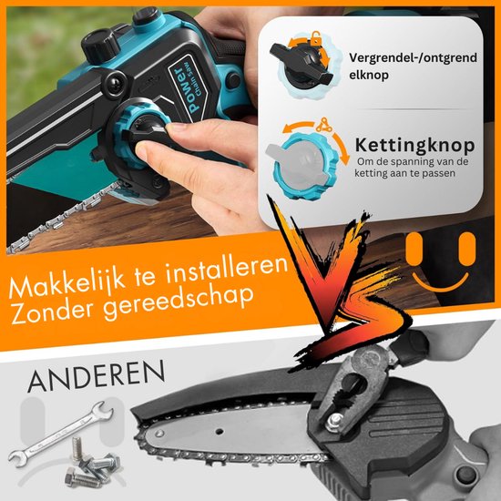 ZRSS® Mini kettingzaag met accu - Elektrische takkenzaag - Handkettingzaag van ZRSS — afbeelding 3