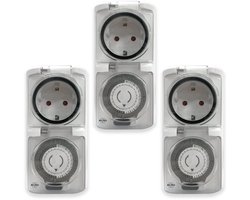 3-Pack ELRO TO1500 Mechanische Tijdschakelaar voor Buiten | IP44 Waterdicht | 30-minuten Schakeltijden | Tot 3600W