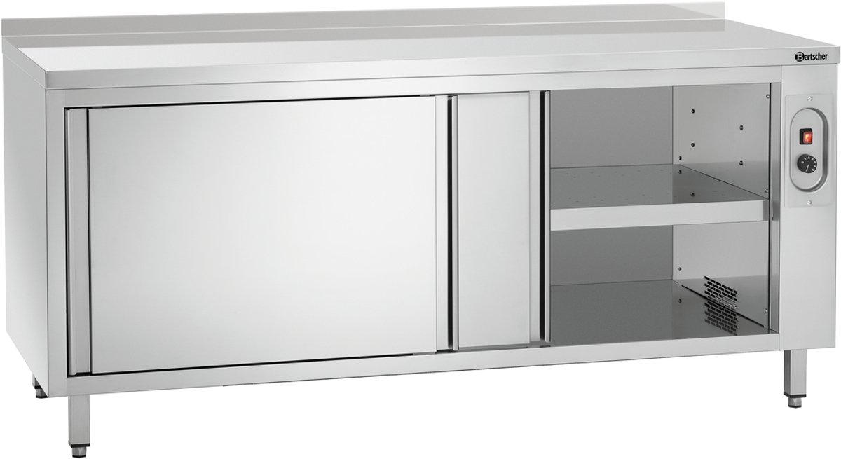 Bartscher Warmhoudkast - RVS - 2 Schuifdeuren + Achteropstand - 20°C/80°C - 1800x700x850mm