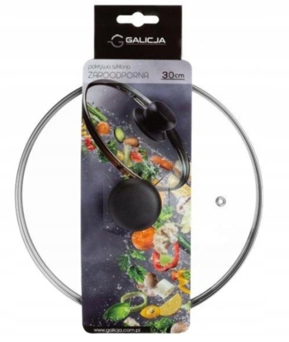 Galicja Serie - Hittebestendig Glazen Deksel - 30cm - Niet-verhittende Handgreep - Metalen Rand