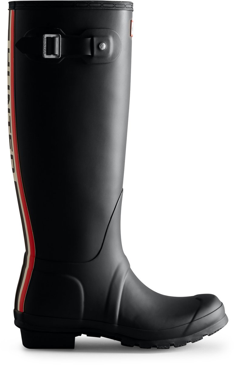 Hunter Original Short Tri Colour Logo Boot Dames Regenlaarzen - Zwart