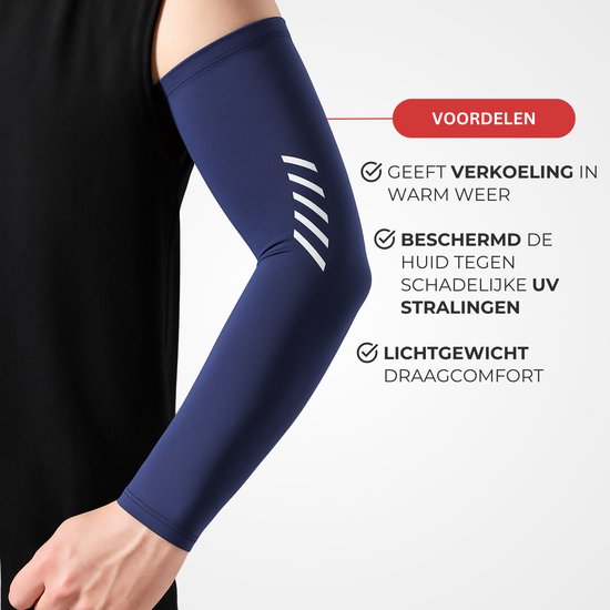 U Fit One UPF 50+ UV Bescherming Arm Sleeves - Verkoelend - Fiets Armstukken UV Bescherming - Blauw- Unisex - 2 Stuks - Maat XL — afbeelding 2