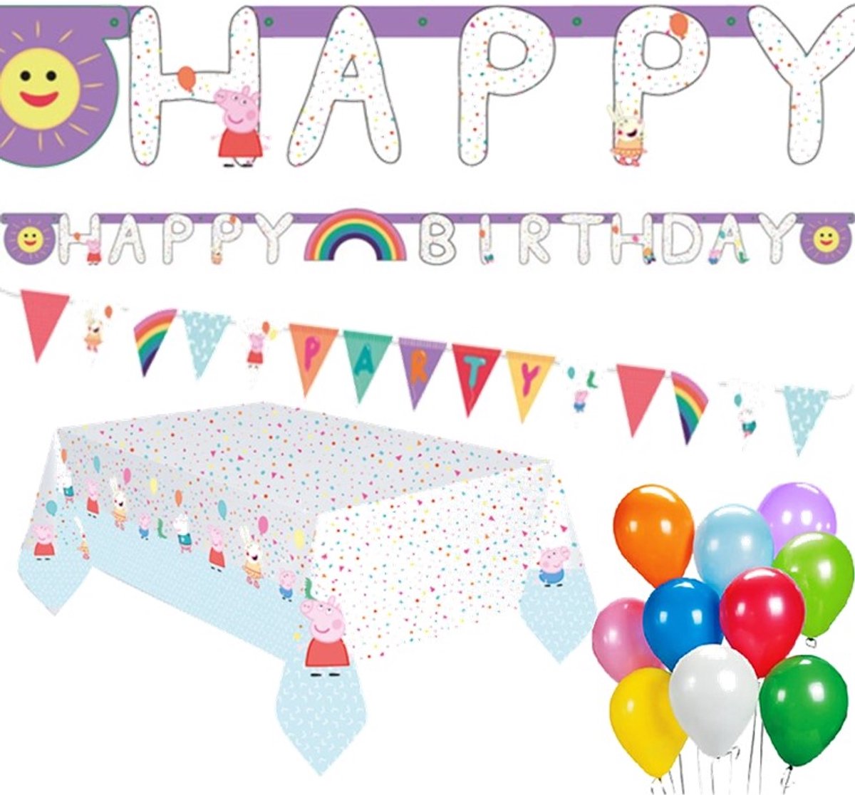 Peppa Big versiering Happy Birthday feestpakket AMSCAN.