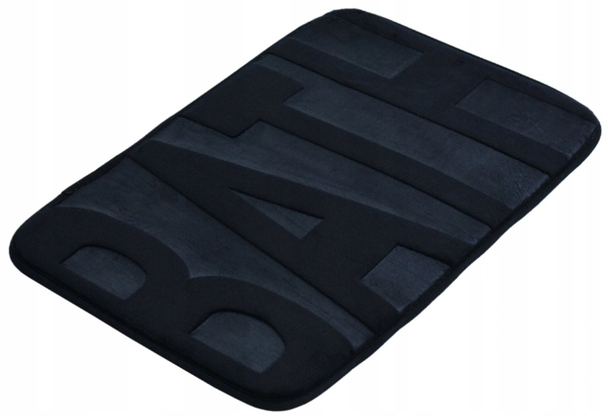 Bisk - Badkamer Tapijt - 60x40 cm - Zwart - Antislip - Polyester
