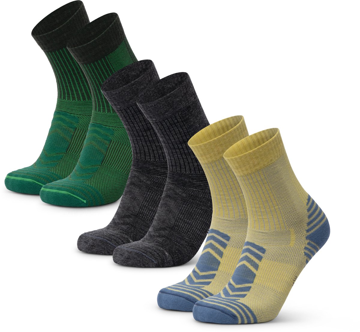 DANISH ENDURANCE Wandelsokken - Lichte Merino Wol Sokken met Blaarbescherming - Unisex - 3 Paar - Maat 39-42