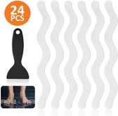 24 stuks - antislip stickers - 18*1.3cm - S-vorm - antislip badstickers - antislip douche stickers - douche stickers - veiligheidsstrips voor baden - voor trappen, douches en gladde oppervlakken - met schraper - transparant