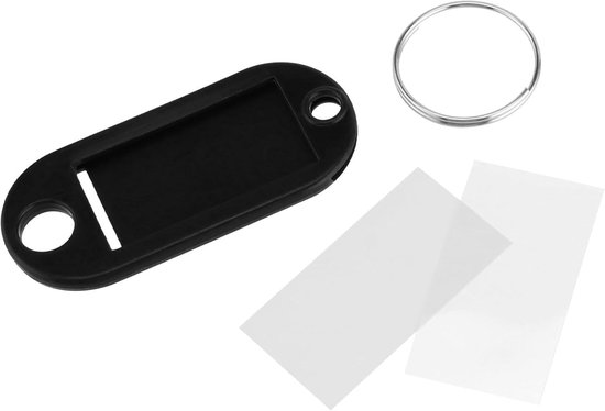 Gegraveerde nummerlabels, aluminium, labels voor sleutelhangers, met ringen (1-50, zwart