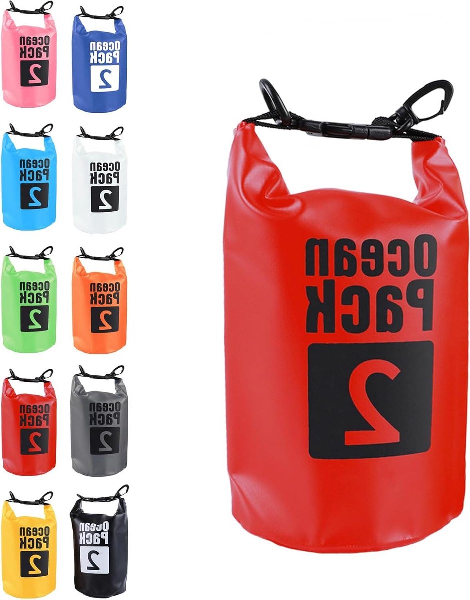 Allecto Plus - Waterdichte tas voor buitenactiviteiten - ideaal voor raften, kajakken en vissen - rood - 2 liter.