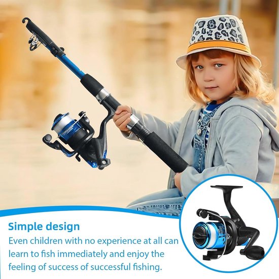 Allecto Plus - Complete Hengelset voor Kinderen | Telescopische Hengel van Koolstofvezel | Vismolen, Aas en Vislijn | Hengelaccessoires | Geschikt voor kinderen van 3 tot 10 jaar | Lengte: 15 meter — afbeelding 2