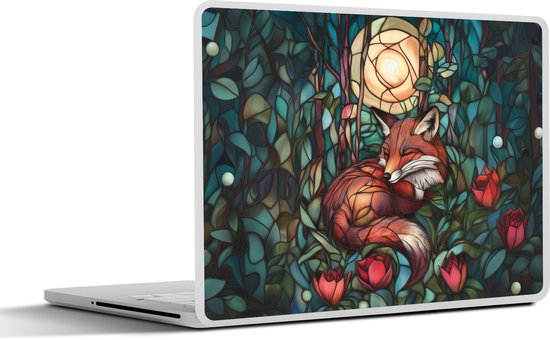 Laptop sticker - 14 inch - Vos - Mozaïek - Bos - Maan - 32x5x23x5cm - Laptopstickers - Laptop skin - Cover