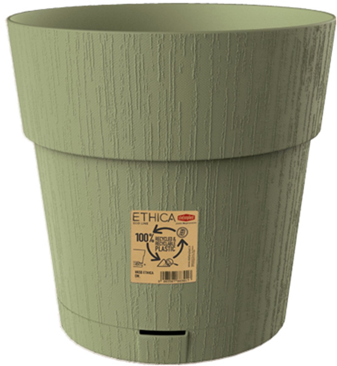 Bloempot 'Ethica' 30 cm - Met zelfbewatering – Voor binnen & buiten - Olijfgroen