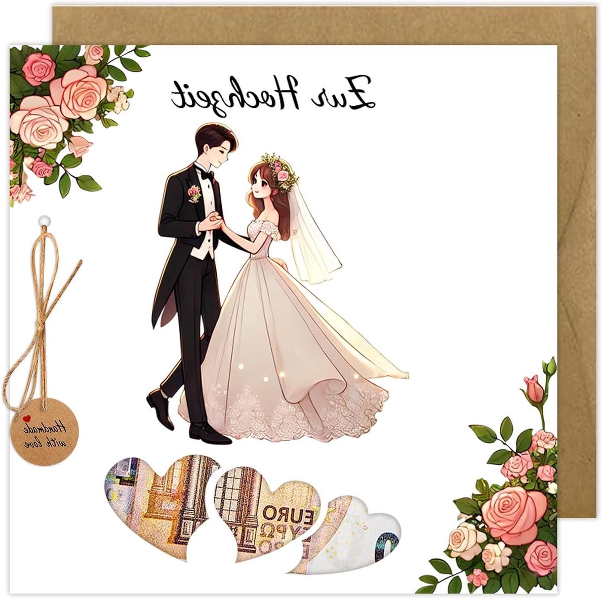 Allecto Plus - Creatieve Geldcadeau Bruiloftskaart voor Bruidspaar - Huwelijksgeschenken en Geldgeschenken voor Gouden Bruiloft - Elegant Huwelijkscadeau met 75+ karakters.