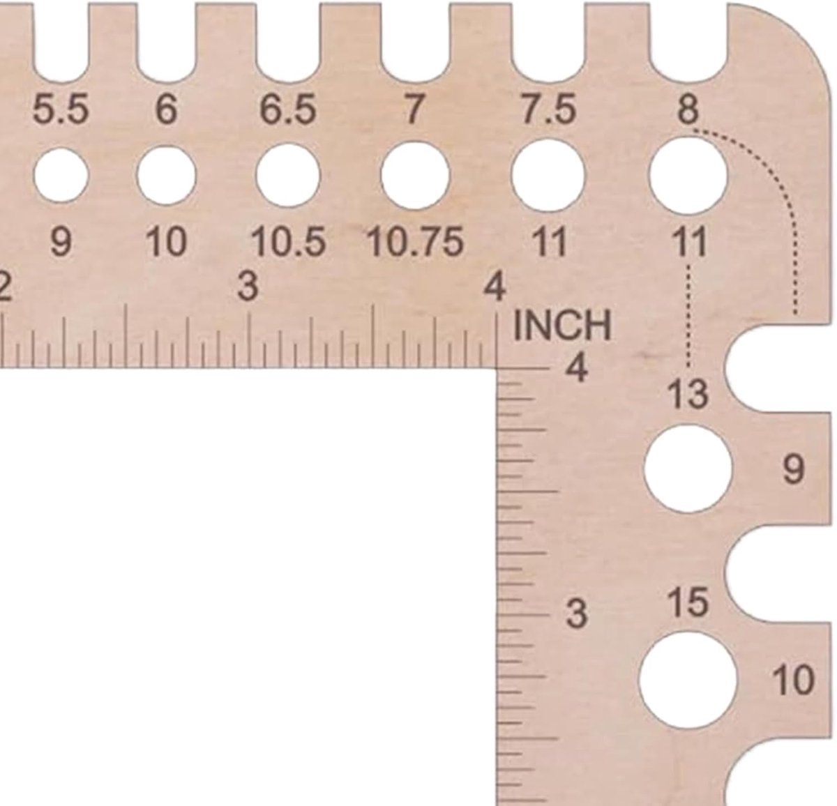 Breinaald gauge, meetgereedschap breinaalden, houten breinaaldmaat voor
