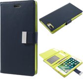 Leren Wallet case - Rich Diary - iPhone 7/8 plus- Donker Blauw - Goospery