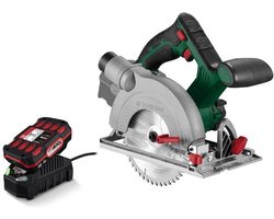 PARKSIDE® Accu-handcirkelzaag inclusief 20V 2Ah accu en oplader - Toerental: 3800tpm - Ø zaagblad: 150mm - Inclusief Inclusief zaagblad Ø150 x Ø16mm, inbussleutel, parallelaanslag, adapter voor externe stofafzuiging en transportkoffer