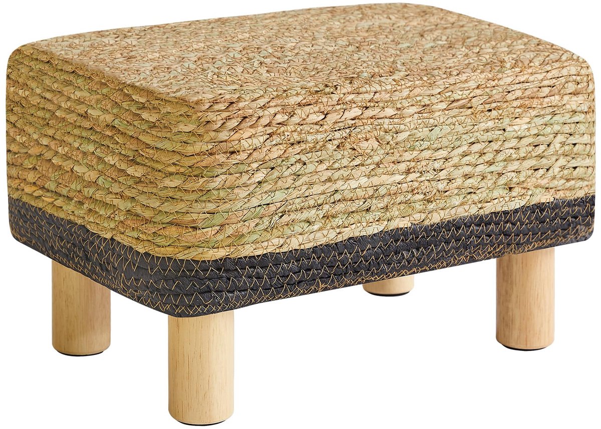 Ibenzoa® Fraaie Rechthoekige Voetenbank van Natuurlijk Zeegras met Stijlvolle Houten Poten voor Woon- en Slaapkamer
