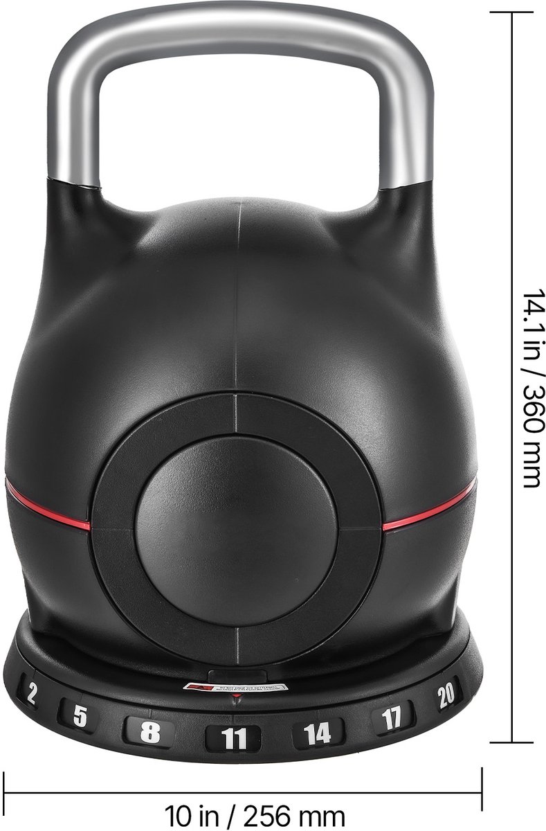 Verstelbare Kettlebell - 7 Niveaus - Gewichtsbereik 2–20 kg - Gripkrachttraining - Full Body Workout - Crosstraining - ABS & Gegoten Aluminium - Zwart – foto 3