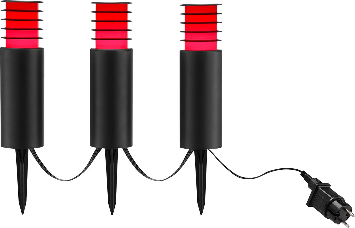 Brilliant Carosu - Slimme Buiten spike lampen - Set van 3 - LED 8.5W - 660 lm - 3000K-6500K - RGB en CCT - Dimbaar - Tuya - IP44 - Zwart