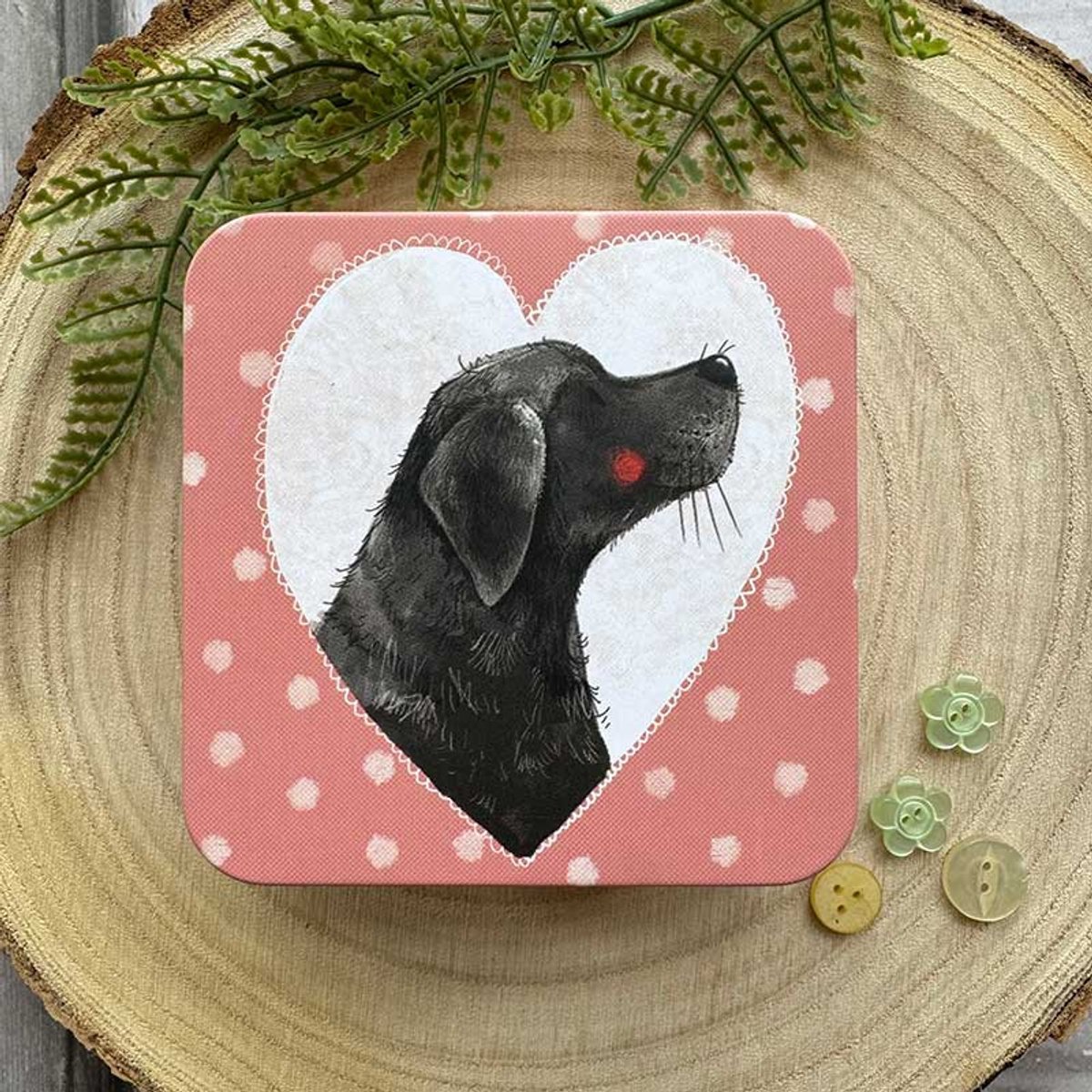 Alex Clark Square Tin Dog and Heart ~ Vierkant opbergblikje hond