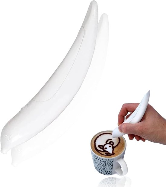 Stylo à Café et herbes - Crayon de Décoration pour Cappuccino - Stylo pour latte Art - Fabrication de Modèles Café - Cappuccino- Découpe de Café- Ustensiles de cuisine pour Café - Pour Barista- Pochoir/pâtisserie/autres aliments/art - Wit