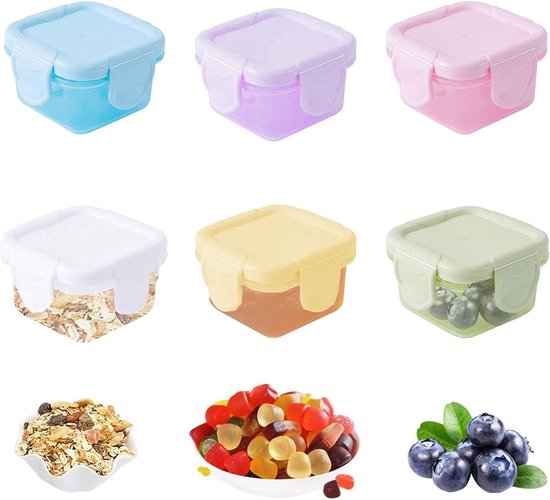 Set van 6 kleine vriesdozen van 160 ml in drie kleuren met deksels, ideaal voor het