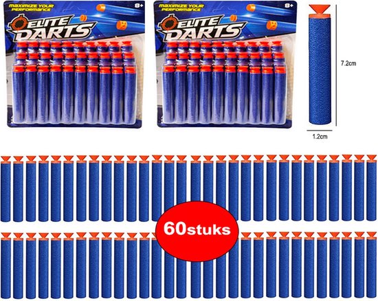 60 stuks darts met zuignap - geschikt voor Nerf guns - Elite Darts - 2 pakken pijlen