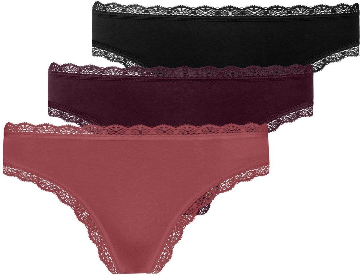 SNOCKS Tanga van Kant - Dames Ondergoed - Naadloos & Comfortabel - Dames Slips - Dames Onderbroeken - 3 Stuks