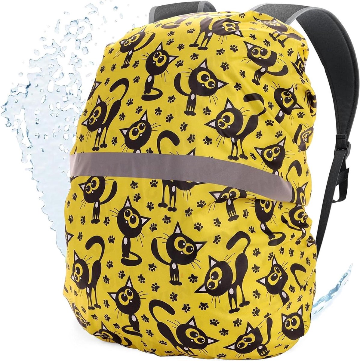 Allecto Plus - Regenhoes voor rugzak 30-40L met reflecterende strepen voor wandelen, kamperen, reizen en fietsen