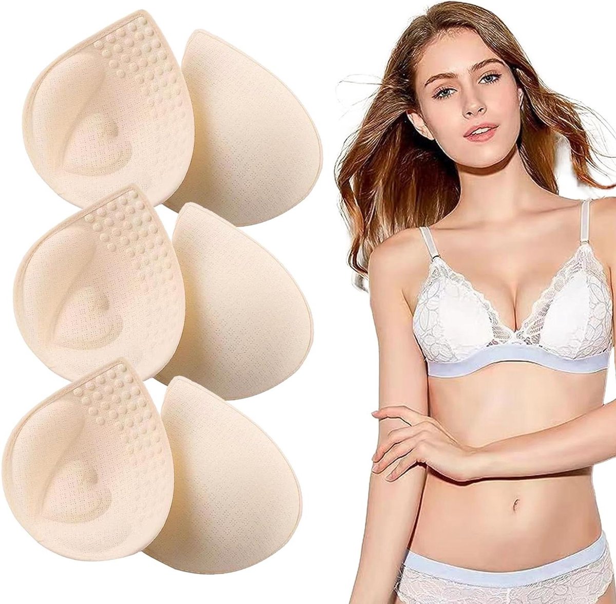 Inovra Plus - Comfortabele BH-pads voor sportbeha's en bikinitops - Verwijderbare borstkussens voor draagcomfort - Set van 3 paar