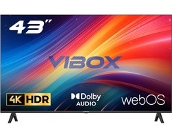 Vibox 43-inch UHD 4K Smart LED TV | WebOS | 3x HDMI, 2x USB | Geschikt voor wandmontage | Voor slaapkamer, woonkamer of kantoor