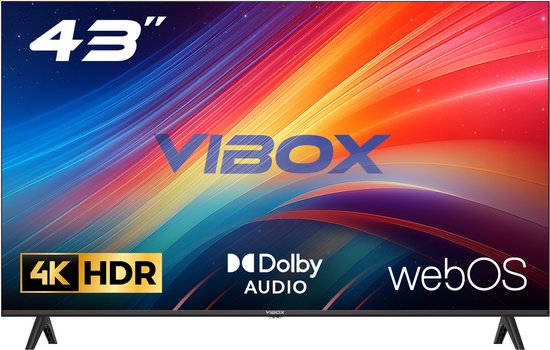 Vibox 43-inch UHD 4K Smart LED TV | WebOS | 3x HDMI, 2x USB | Geschikt voor wandmontage | Voor slaapkamer, woonkamer of kantoor