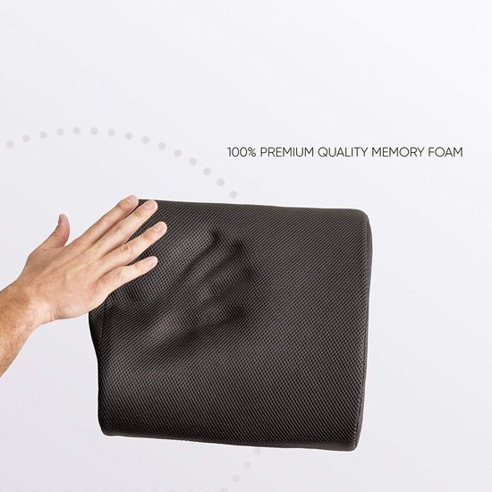 Ergonomisch rugkussen - 32 × 34 cm - Traagschuim - Auto- en bureaustoel - Orthopedisch rugkussen - Lendensteun - Rugondersteuning - Onderrugondersteuning - Lendenkussen - Zwart van LIVILO — afbeelding 2