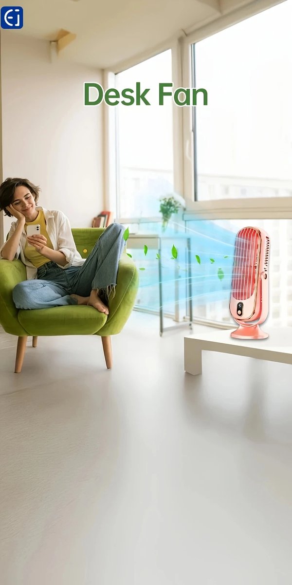 Krachtige Ventilator - Oplaadbare + 180graden Kantelbare Ventilator - 5Modi/Standen - Draagbare Hand + Tafel Ventilator - Voor de Ultieme Verkoeling + de Perfecte Reiseditie - Kleur: Roze thumbnail 5
