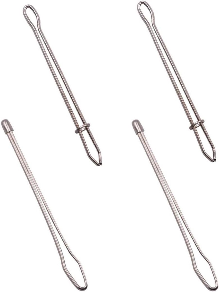 4 stuks inrijgtang voor elastisch koord en band - handig gereedschap huishouden en DIY projecten - stalen naalden met schroefdraad - inclusief Allecto Plus