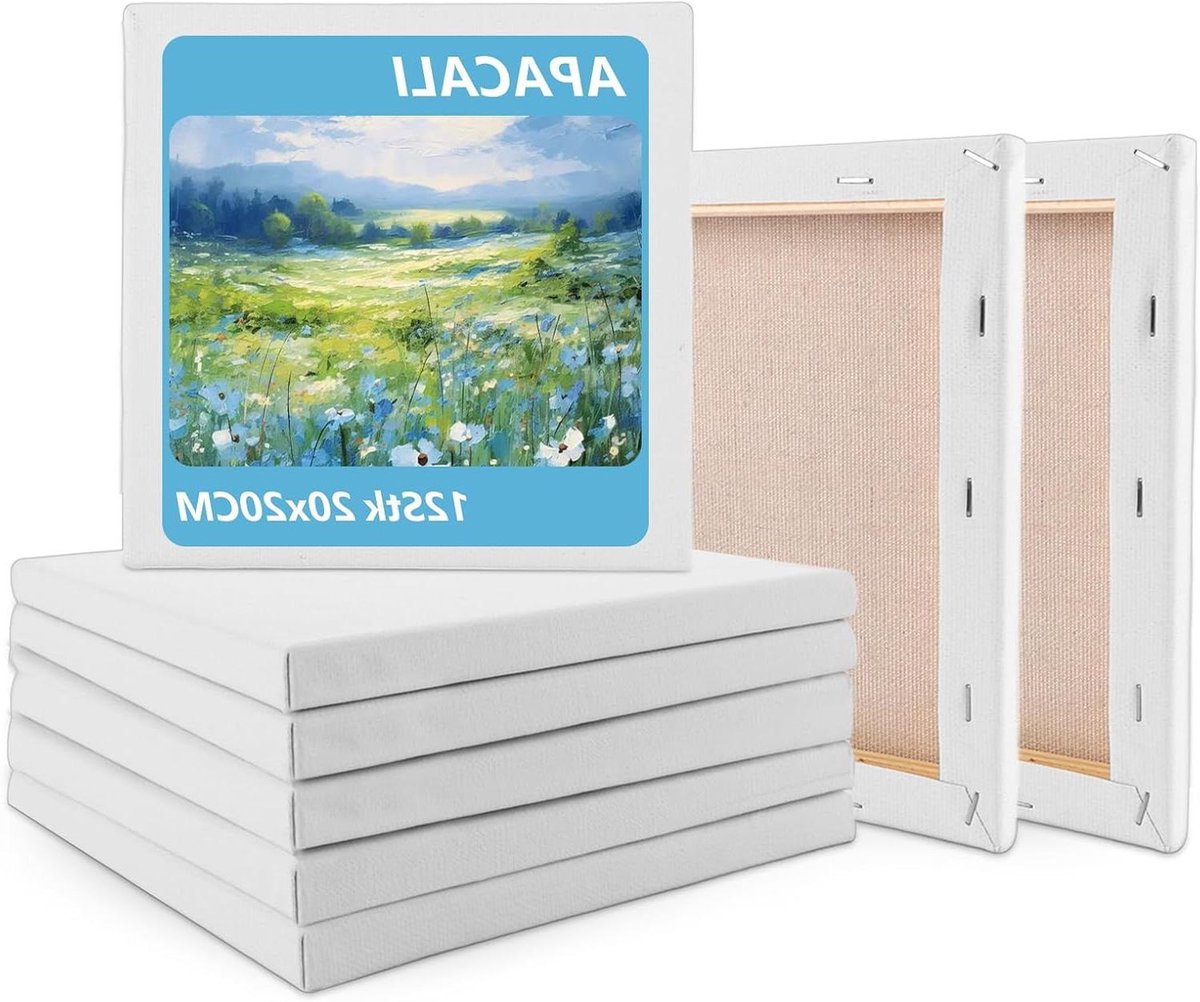 Inovra Plus - Spieramen set voor schilderen - Canvas spieraam van katoen - 12 stuks - 20 x 20 cm - Acryl beschilderen - Kunstenaars benodigdheden - Zuurvrij wit canvas