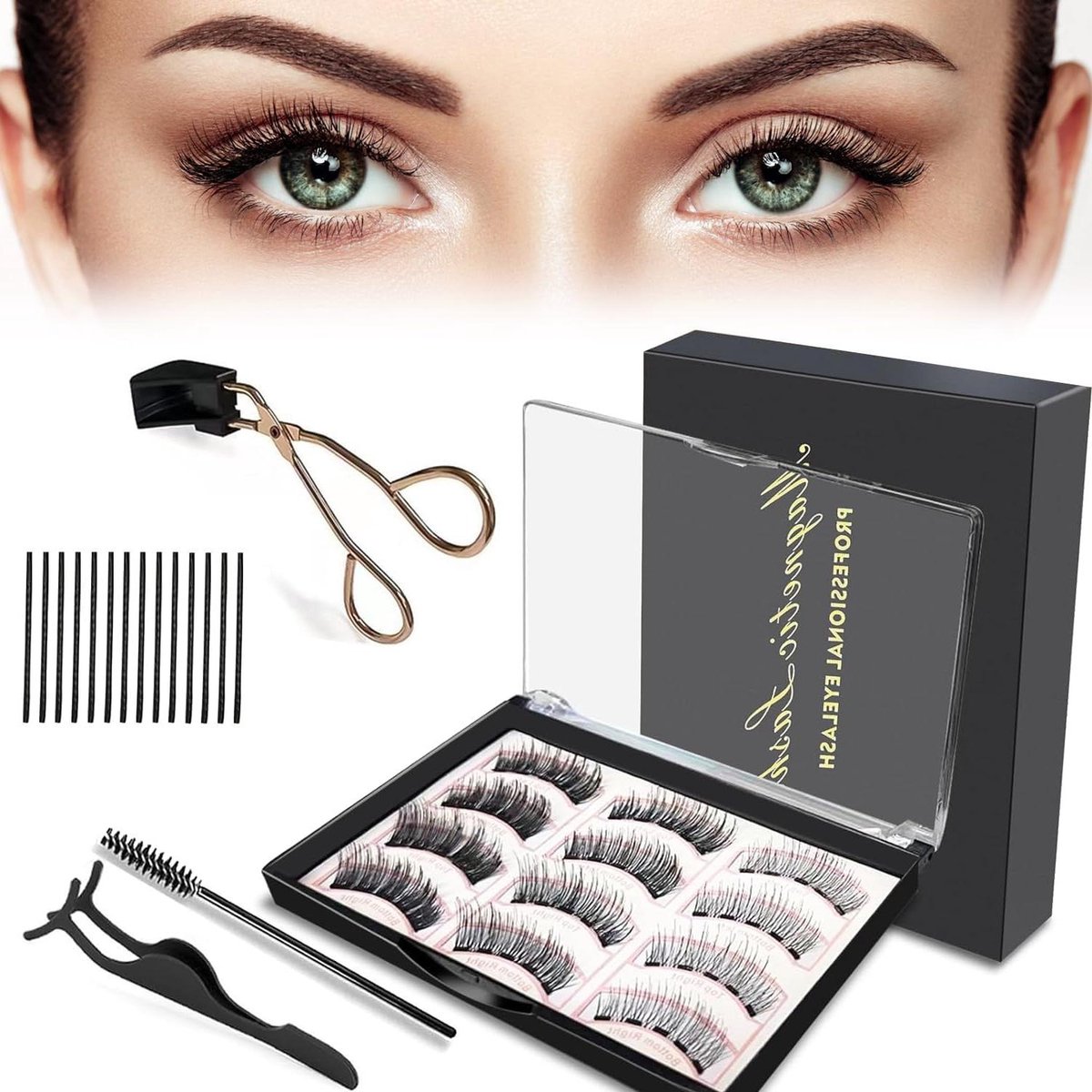 Allecto Plus - Magnetische wimpers zonder eyeliner & tang - Herbruikbare 3D kunstwimpers voor natuurlijke look - Geschikt voor dating, bruiloft & feest