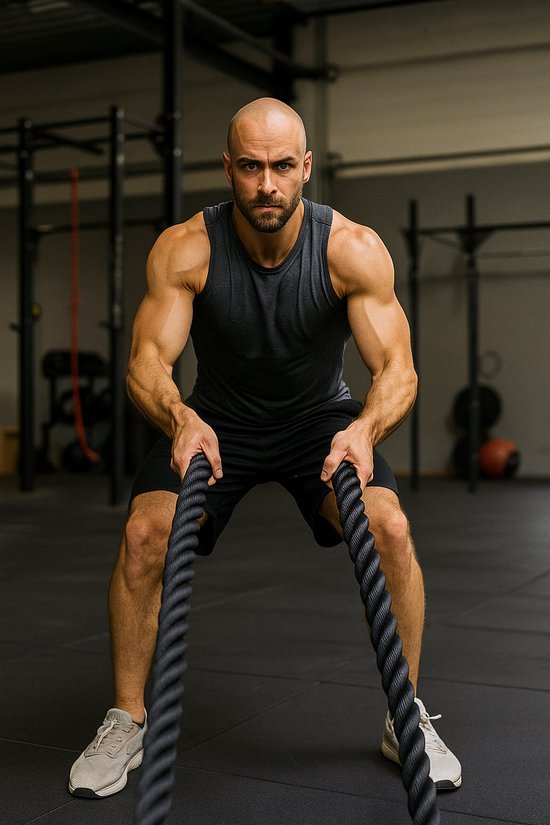 Jim24 Battle Rope 15m - Fitness Touw - Kracht Touw - Fitness - Cardio - Zwart