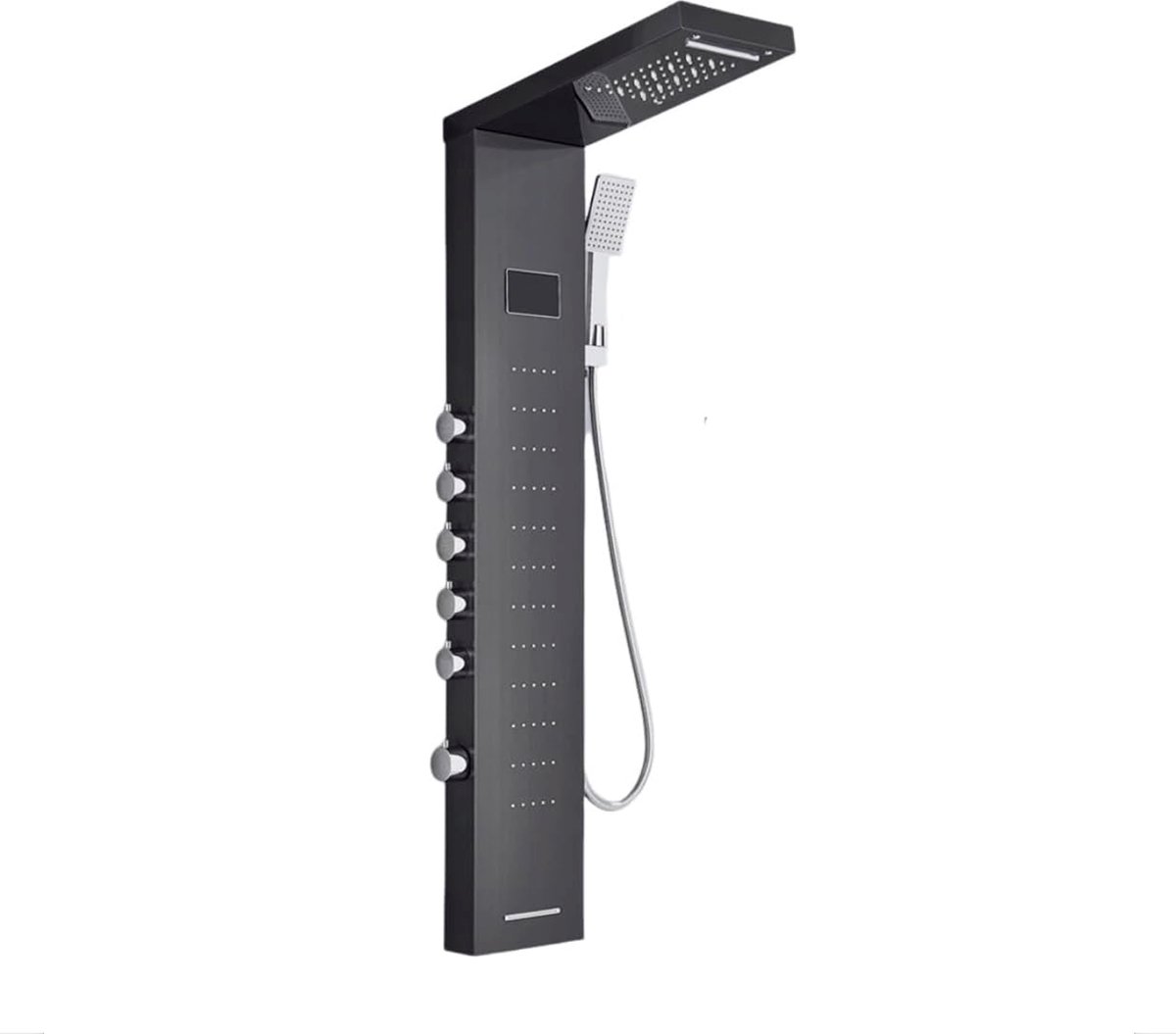 Douchepaneel Opbouwdouche SaniSupreme® Como LCD Premium mat zwart met 2 jaar garantie