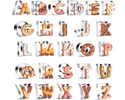 Realand 26 stuks grote 6,5 cm alfabet letter koekjesvormpjes gemaakt van roestvrij staal Abc koekjesvormpjes set metalen fondant koekjesvormpjes voor Kerstmis verjaardag vakantie