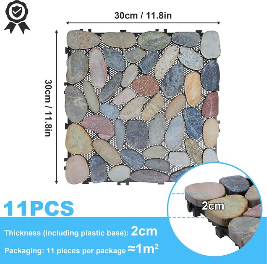 PP Terrastegels 2 cm dik, 30 x 30 cm met kliksysteem, 11 stuks voor 1