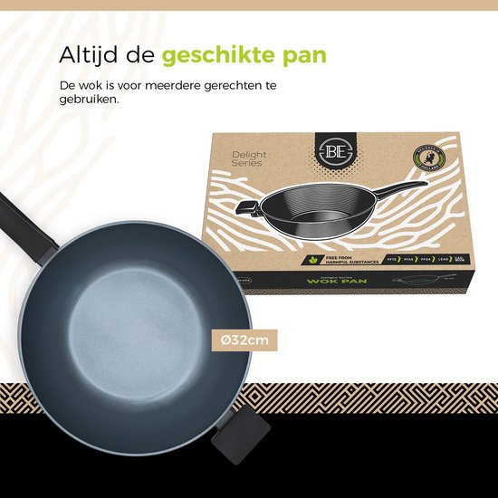 Be Living Essential Series Braadpan van roestvrij staal, diameter 28 cm, keramiek, inductie, PFAS-vrije antiaanbaklaag, braadpan